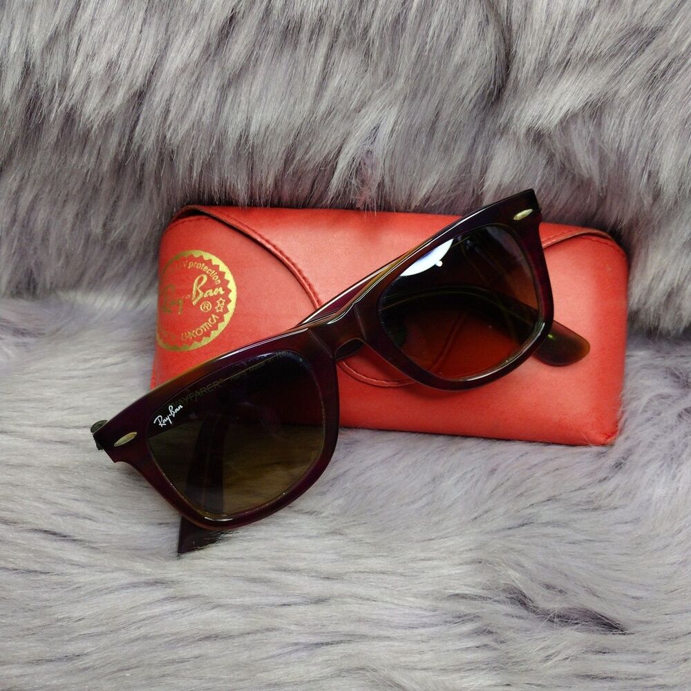 Ray-Ban RB2140 Wayfarer Sunglasses Green Purple Frame Green Lenses 50-22 150